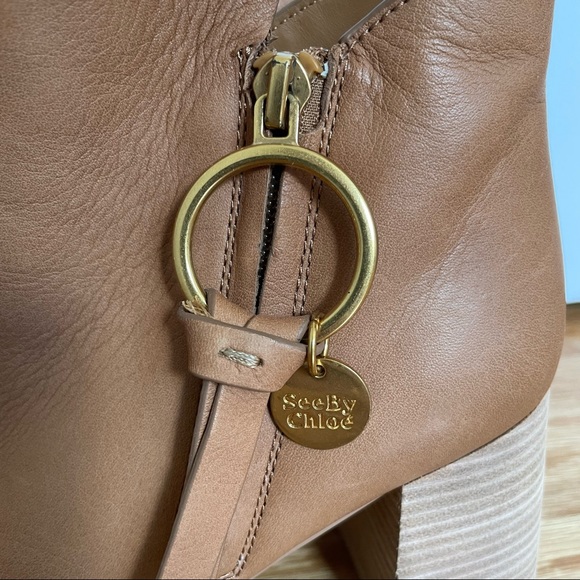 See by Chloe Sueded Leather Square Toe Booties - Picture 5 of 10